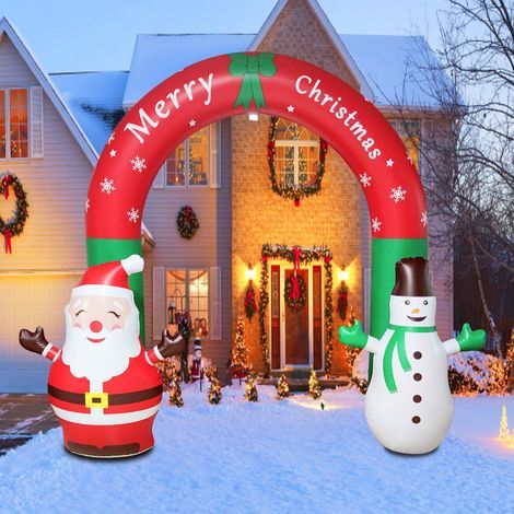 Autres décorations de Noël : arche de Noël gonflable de 240 cm avec Père Noël et bonhomme de neige gonflables, idéale pour l’intérieur et l’extérieur (maison, jardin, pelouse, fête de Noël). (1/5)