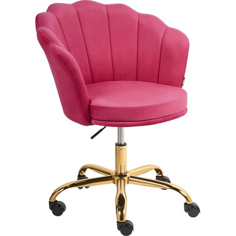 Office Swivel Chair Fuchsia Pink Velvet with Stairbase Adjustable Height MONTICELLO