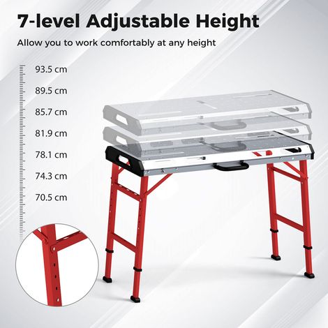 Table de soudage pliable argentée 42 x 21 pouces, métal galvanisé, hauteur réglable et 2 serre-joints pour atelier et garage (1/5)