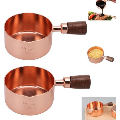 Lot de 2 mini-casseroles à lait - Acier inoxydable 304 - Chauffe-beurre - Mini-casserole multifonction - 125 ml - Or rose - Beurre - Lait - Café - Réchauffage des aliments pour bébé - Solenne BV (1/5)