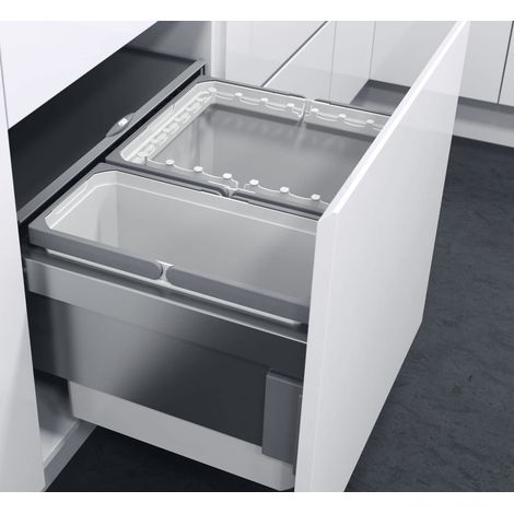 Support pour sac poubelle - Cadre pour collecteur de déchets d'espace - Montage sous armoire - Support de sac poubelle pour la fixation sûre des sacs poubelles - Plastique gris lave (1/2)