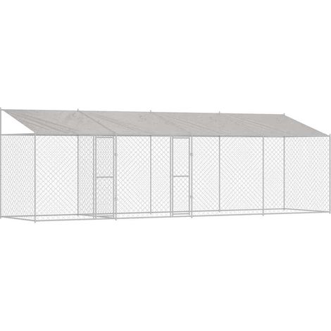 Jaula para perro con techo Plateado 800 x 200 x 256 cm vidaXL