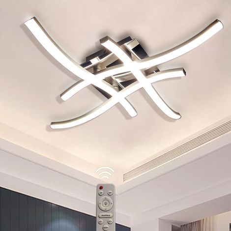 LED Ceiling Light with Dimmable Remote Control, Modern 28W 2800 Lumen LED Chandelier, Wave-Shaped Ceiling Light, Curved Ceiling Light for Hallway, Bedroom, Kitchen, Living Room (1/5)