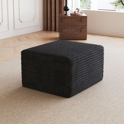 Ottomán 72x18x18 cm, sin montaje, modular, tejido de corduroy, negro (1/5)