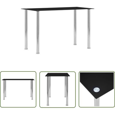 The Living Store Table à manger Noir 120x60x75 cm Verre trempé - Table À Manger - Table Moderne - Table Noire - Table Design - Table Extensible (1/5)