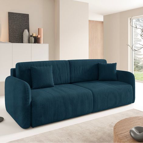 Sofá cama de 3 plazas con baúl Dora Azul oscuro (1/5)