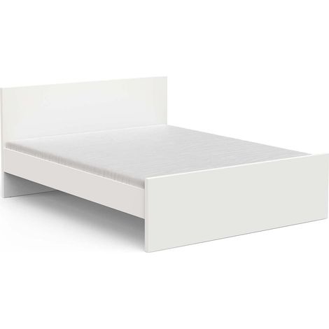 Lit 2 places couchage 160x200 cm couleur blanc mat - Largeur 165 x Profondeur 207,4 x Hauteur 90 cm (1/5)