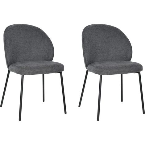 Lot de 2 chaises tissu gris anthracite pieds fins métal noir - BLAIR (1/5)