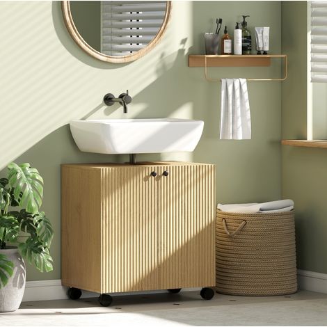 Mueble baño bajo lavabo con ruedas madera OKMYHOME (1/5)