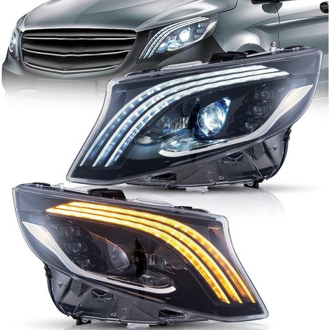 2x PHARES Avant LED MERCEDES Vito W447 16-23 - Full LED Défilant - Plug & play