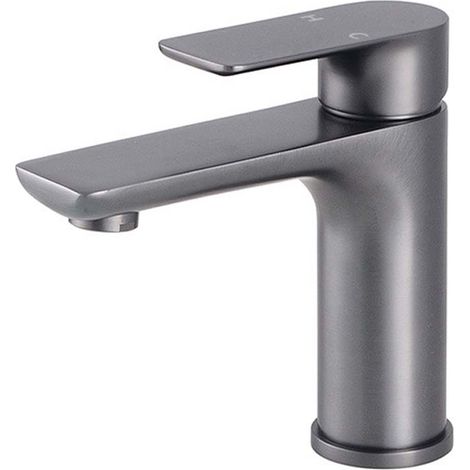 Robinet de salle de bain moderne, robinet d'évier au design élégant, cuisine, mitigeur en acier inoxydable, eau chaude et froide disponible, robinet en acier inoxydable gris-TONCHEAN (1/5)