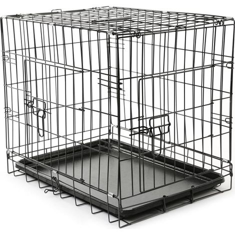 TRESKO Transportín para Perros 62 x 45 x 52 cm con 2 Puertas Jaula de Transporte Metálica para Mascotas Caja Plegable con Bandeja Extraíble (1/5)