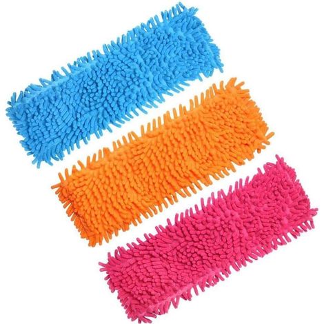 Lot de 3 tampons de nettoyage en microfibre, remplacement des têtes de vadrouille à poussière pour sol plat 40 x 12 cm (1/5)