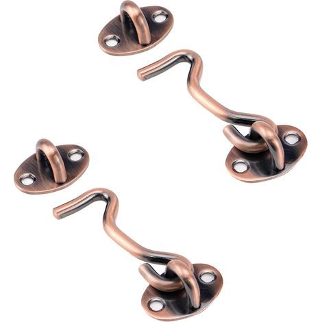lot de 2 Loquet de porte de grange, crochet de 75 cm pour porte de grange coulissante avec vis, couleur bronze rouge (1/5)
