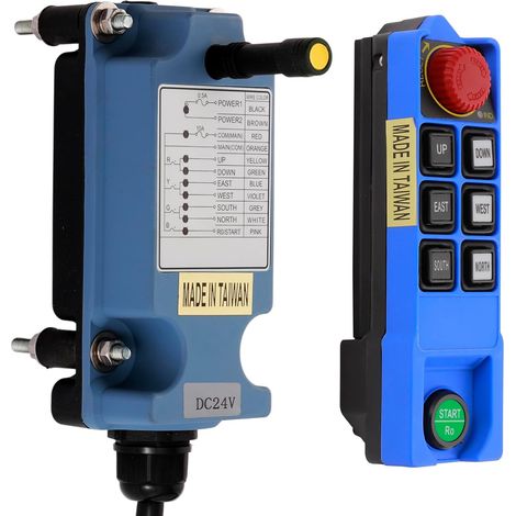 6 canaux Boutons 12V 24V Télécommande sans Fil pour Pont Roulant Grue Industriel électrique Treuil Remorque à Benne basculante Radio Emetteur et récepteur SAGA-L8B 1 émetteur+1 12-24V AC/DC