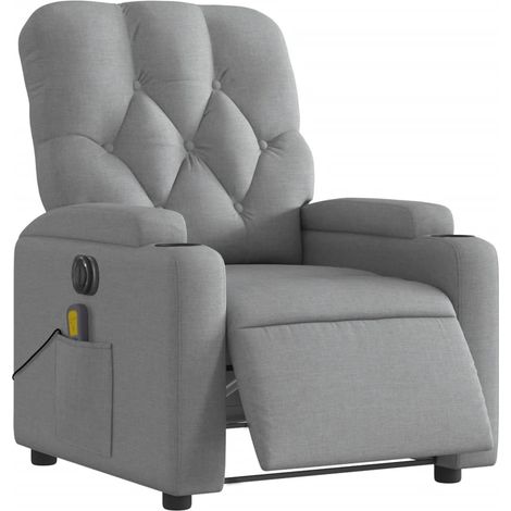Poltrona relax TV con funzione massaggio reclinabile elettrica in tessuto grigio chiaro DEC027158