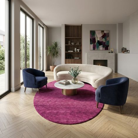 Tapis Gabbeh tissé Tapis Uni - Tapis en laine - 230x150cm, Oval - 100% Laine vierge - Tissé main - Violet clair