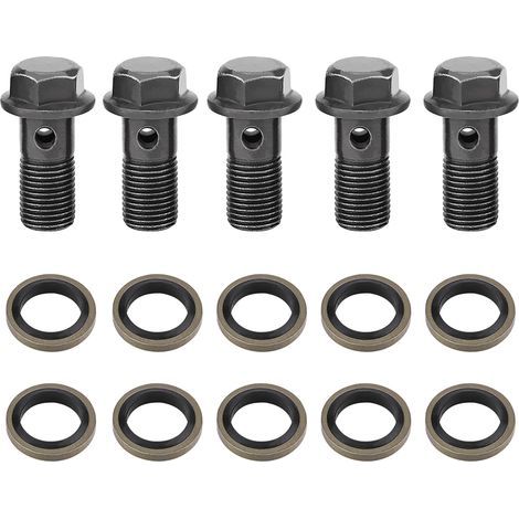 Fdit Vis de Frein à Moto Premium et Kit de Lavage Dents Lisses M10 X1.25 / M10 1,0 Mm Calicer de Frein et Accouplement pour le Cylindre Correspondant (M10 × 1 mm). (1/5)