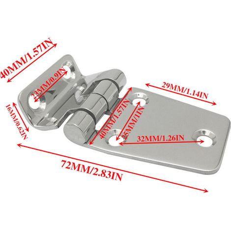 Charnière pliante estampée en acier inoxydable 72Charnières de 40 mm pour accessoires de quincaillerie marine, yacht et camping-car 72Charnières marines de 40 mm, charnières à bascule fines en acier i (1/3)