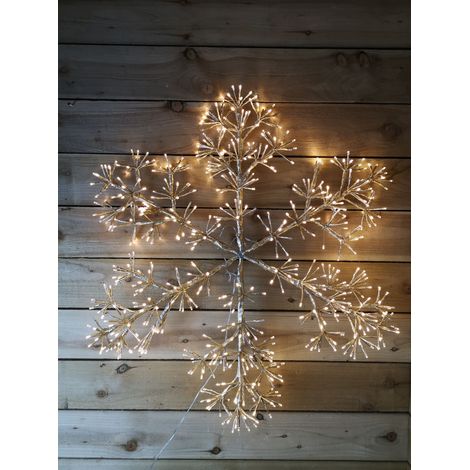 Premier 90cm Gold Starburst Snowflake Wall Window Decoration With 660 Warm White LEDs (1/4)