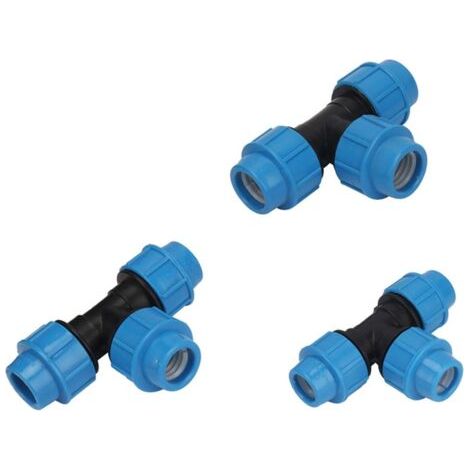 Connecteur de tuyau de jardin 32 mm Connecteur PE Tee Diamètre extérieur 32 mm Interface de tuyau de tuyau 3 voies raccords sanitaires 3 pièces (1/4)