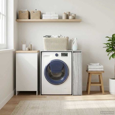 Waschmaschinen-Schrank mit Tür Graues Sonoma 87 x 60 x 89 cm