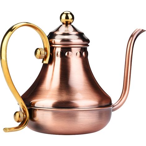 Bouilloire à café/thé en acier inoxydable de style antique, résistante et dotée d'un petit bec verseur, 420 ml (1/4)
