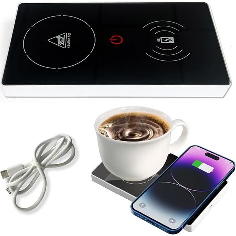 Calentador de café, calentador de tazas de café, calentador de tazas inteligente 2 en 1, calentador de tazas de 15 W para oficina, calentador eléctrico de bebidas, posavasos calefactable USB con tecno (1/5)