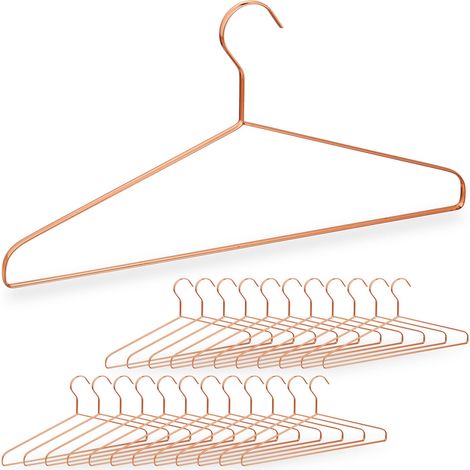 24x Grucce Appendiabiti, Set Stampelle Camicie, Giacche & Pantaloni, Salvaspazio nell'Armadio, Metallo, L: 42 cm, Rame