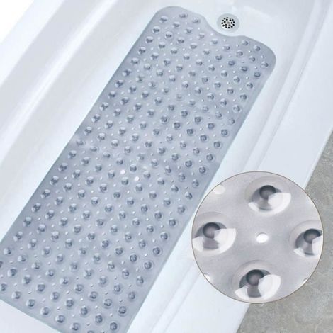 Tapis de Bain Antiderapant de Sécurité 100 x 40 cm Anti Glisse Tapis pour Baignoires et Douches, de solides Ventouses, Gri (1/4)