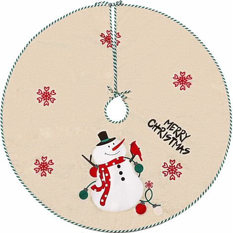 Tapis de sapin de Noël - 100 cm (Bonhomme de neige), Décoration de sapin de Noël, Tapis de sapin de Noël, Décoration de sapin de Noël, Rétro (1/5)