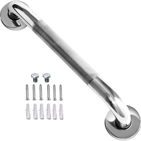 Barre d'appui de douche antidérapante de 12 pouces, barre d'appui de salle de bain en acier inoxydable finition chromée, barre d'équilibre moletée de salle de bain, Support de main courante (1/5)