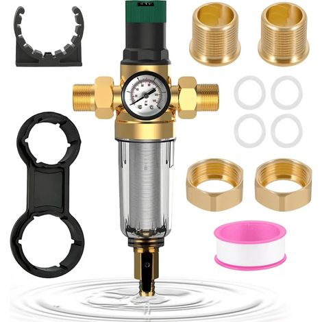 Réducteur de pression d'eau 3/4'' DN20 avec manomètre + filtre (1/5)