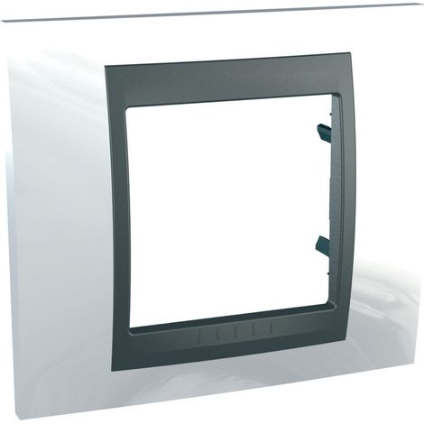 Plaque Unica Top 1 poste 2 modules blanc technique liseré graphite (MGU66.002.292)