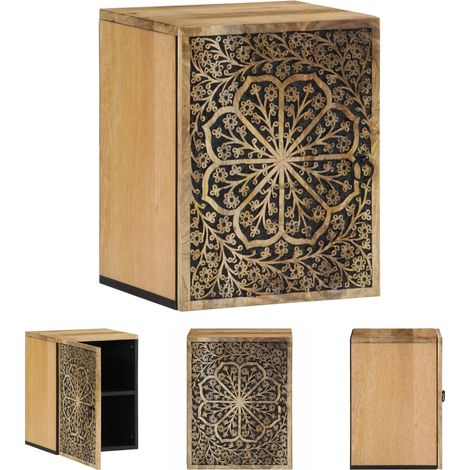 The Living Store Bad-Wandschrank 38x33x48 cm Massivholz Mango - Badezimmerwaschtische (1/5)