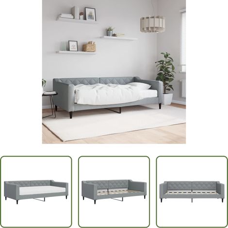 Sofa-Bett - Tagesbett mit Matratze Hellgrau 90x190 cm Stoff (1/5)