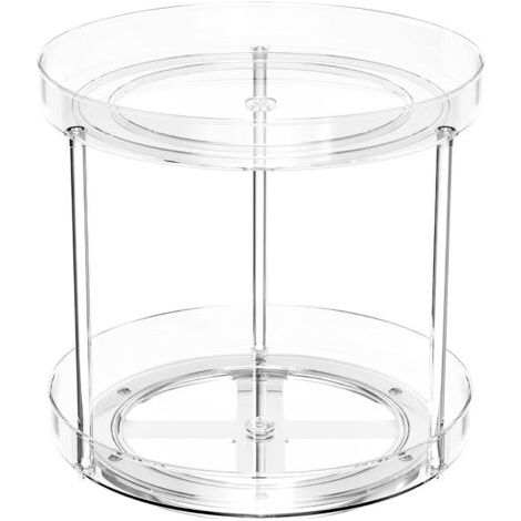Étagère à épices rotative, étagère à épices transparente pivotant à 360°, rangement et organisation de la cuisine, à deux niveaux, plateau rotatif, convient aux salons et salles à manger. (1/5)