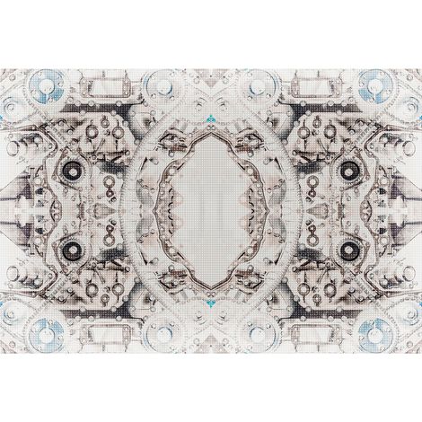 Papier peint panoramique noir et blanc | Tapisserie panoramique pour style industriel | Papiers peints panoramiques pour salle à manger - 270 x 400 cm (4 pièces) (1/2)