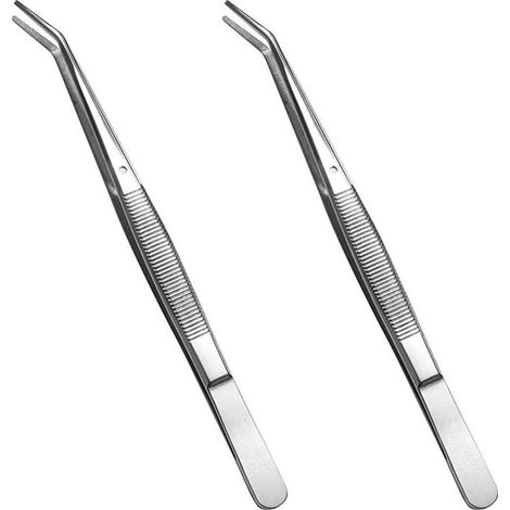 Pince à épiler en acier inoxydable à pointes courbées et dentelées pince à épiler multifonctionnelle (lot de 2)