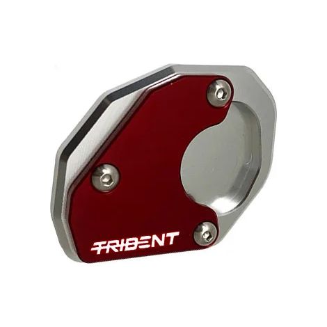 (Logo Trident rouge) Compatible avec la béquille latérale en aluminium Trident 660 (noir et rouge) - Extension de béquille latérale - Plaque de support - Noir et rouge - TRIDENT660 2021-2022 - Maxpowe (1/3)
