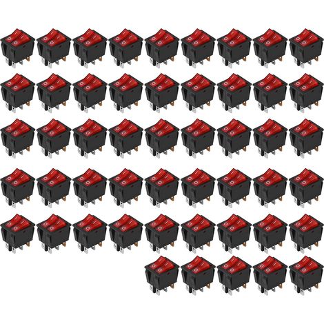 50 pièces interrupteur bascule marche/arrêt électronique 6 broches 2 positions 2 niveaux avec voyant 125V/250V KCD3 rouge (1/5)