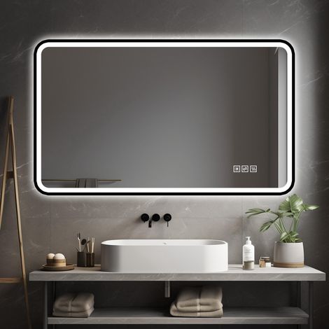 Miroir de salle de bain LED 70×90cm Ce produit de haute qualité allie esthétique et fonctionnalité, s'intègre parfaiteme