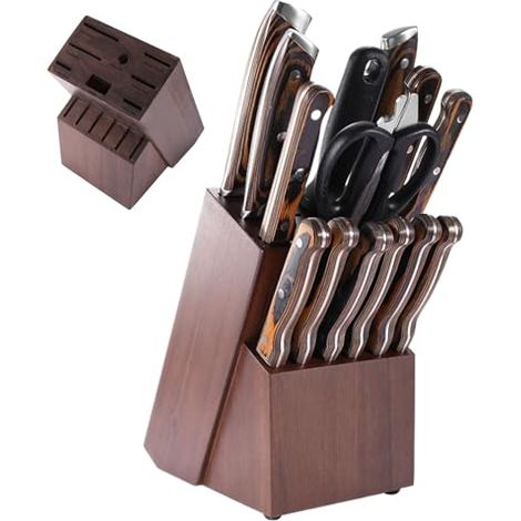 Blocs Porte-Couteaux Rangement en Bois 14 Emplacements (1/5)