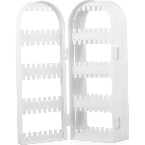 Expositor de pendientes, soporte plegable de 4 puertas para pendientes, organizador de joyas giratorio de 360°. (1/4)