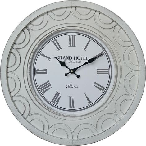 Rebecca Mobili Reloj de Pared Grande Relojes Shabby Mdf Blanco para Cocina Salón (1/5)