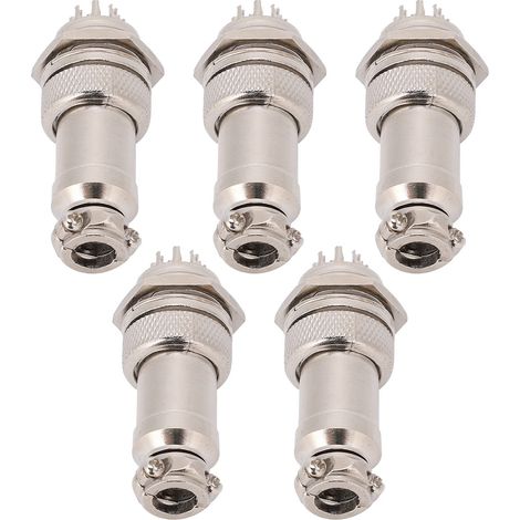 Lot de 5 connecteurs d'aviation mâles et femelles pour panneau d'alimentation, châssis métallique, raccords GX16 16 mm 450 V (10 broches) (1/5)
