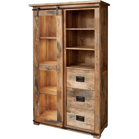 Vitrine Mango 100x45x175 natur lackiert RAILWAY 126