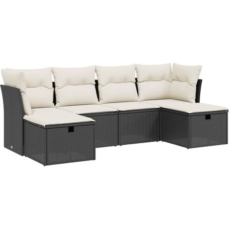 Maison Exclusive - 6-tlg. Garten-Sofagarnitur mit Kissen Schwarz