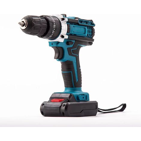 Perceuse à percussion 21 V (portative, deux vitesses, bleue inclut une batterie, un chargeur, une mallette et des accessoires) (1/5)