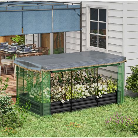 Bac potager acier avec filet et voile d'ombrage OKMYHOME (1/4)